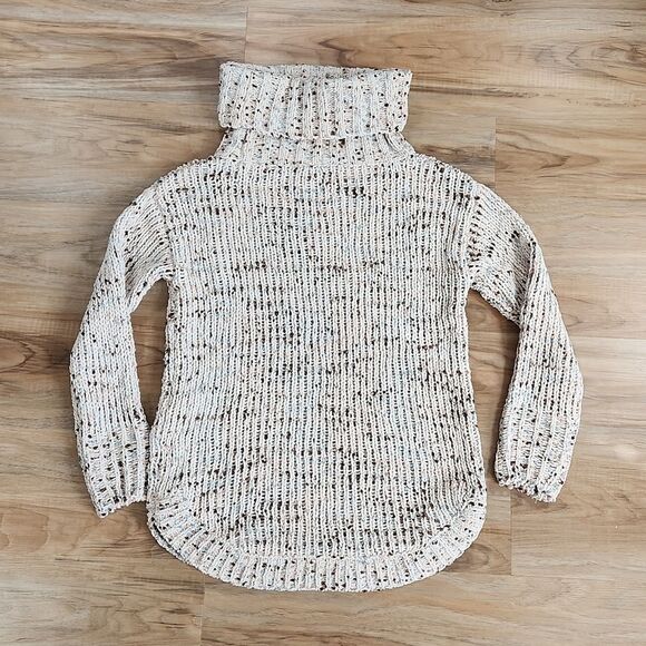 🔹️Jessica Simpson Cream Confetti Cowl Neck Sweater Small - Picture 2 of 11